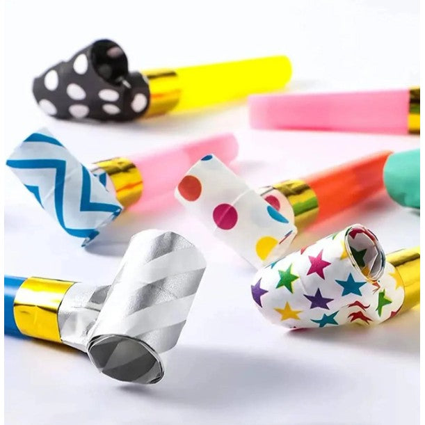 Set 6 Suflatori, pentru Petrecere, Tematica Aniversare, 8 cm, Multicolore cu Imprimeu