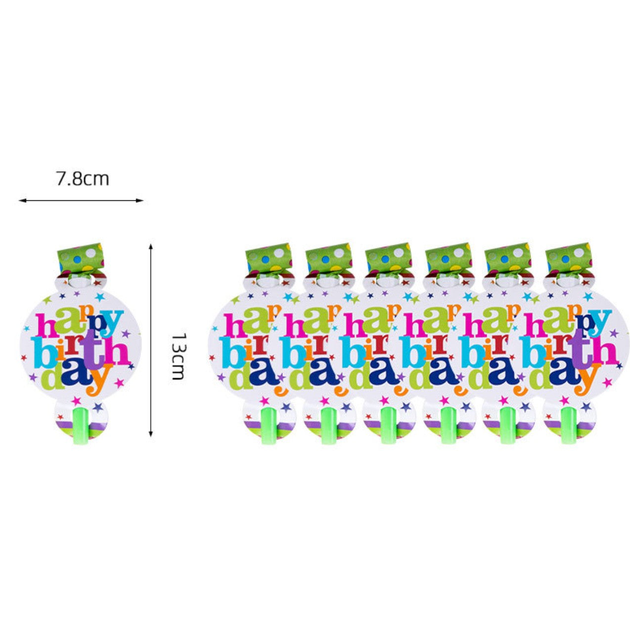Set 6 Suflatori Happy Birthday, pentru Petrecere, Tematica Aniversare, 13x7.8 cm, Multicolor