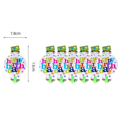 Set 6 Suflatori Happy Birthday, pentru Petrecere, Tematica Aniversare, 13x7.8 cm, Multicolor