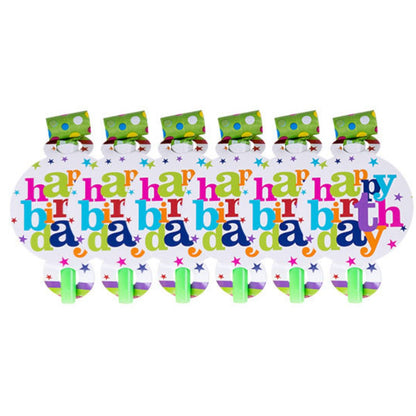 Set 6 Suflatori Happy Birthday, pentru Petrecere, Tematica Aniversare, 13x7.8 cm, Multicolor