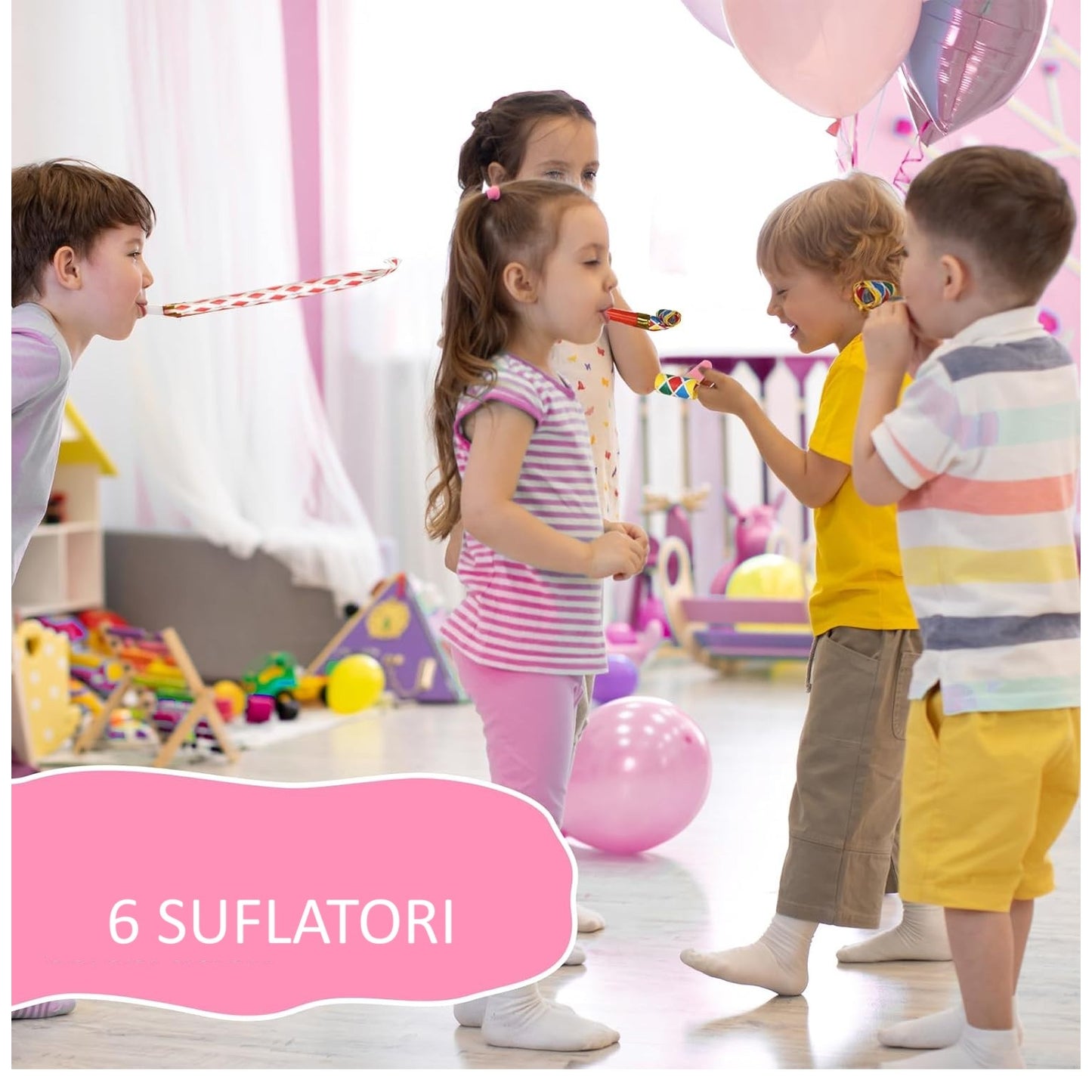 Set 6 Suflatori Happy Everyday, pentru Petrecere, 20 x 17 cm, Multicolor