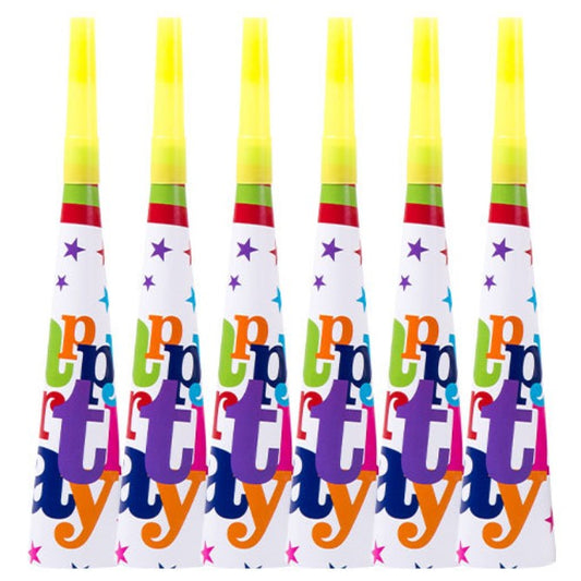 Set 6 Trompete Happy Birthday, pentru Petrecere, Tematica Aniversare, 18.3x5 cm, Multicolor