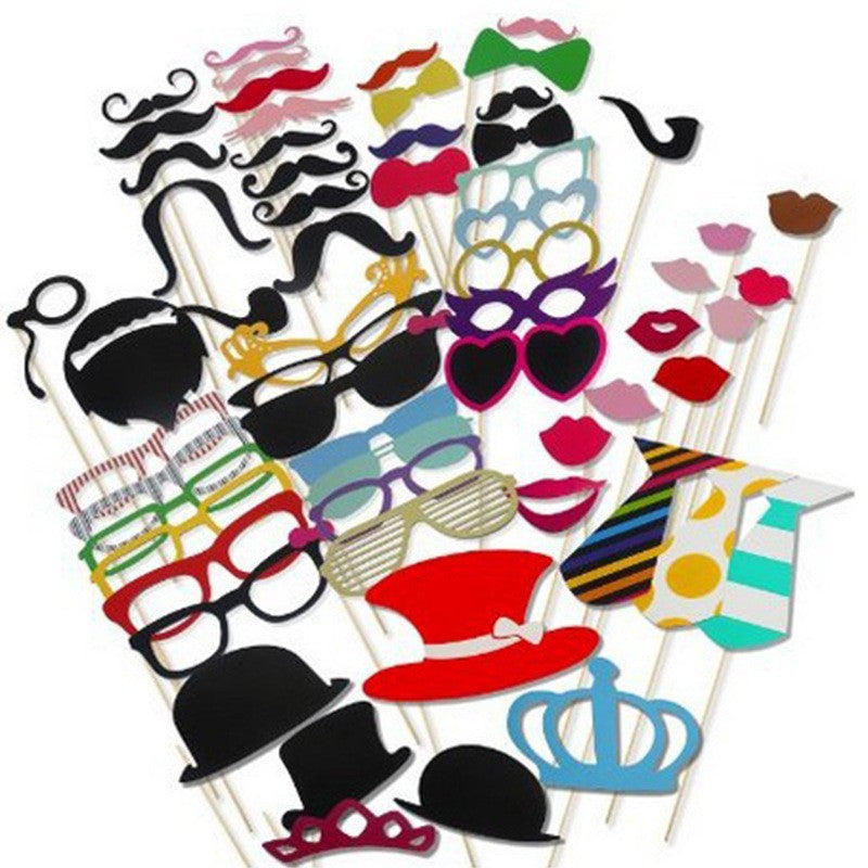 Set 60 de Accesorii pentru Petrecere, Props pentru Coltul de Poze, Ochelari, Palarii, Mustata, Cravata, pentru Evenimente, Multicolor