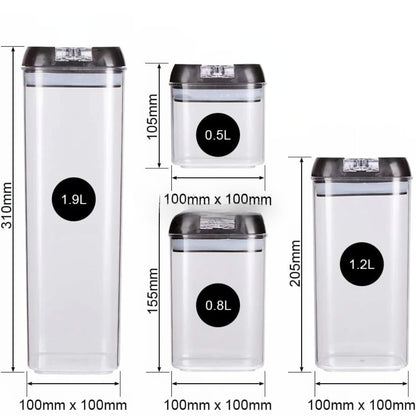 Set 7 Recipiente Organizare Alimente, Inchidere Etansa, Etichete Reutilizabile, Cupe Masurare, 4 Dimensiuni Diferite, din Plastic Dur, Transparent
