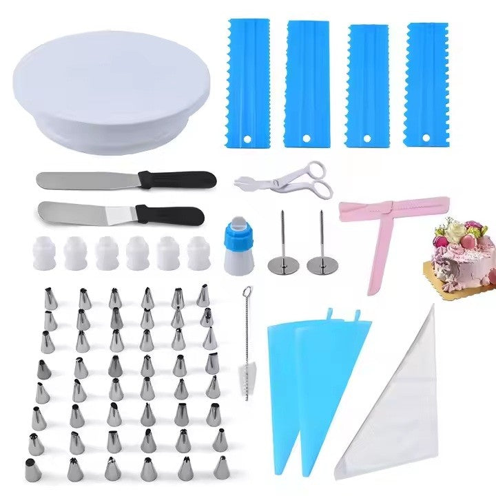 Set 70 Piese Ustensile pentru Ornare Prajituri, din Plastic si Otel Inoxidabil, Multicolor