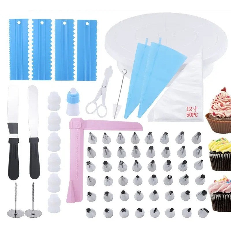 Set 70 Piese Ustensile pentru Ornare Prajituri, din Plastic si Otel Inoxidabil, Multicolor