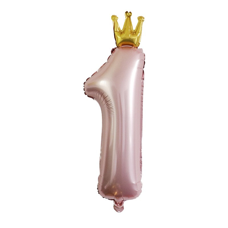 Set 8 Baloane din Folie Metalizată si din Latex, Figurine Cifra 1 Printesa 91cm, Stea 45 cm si Cerc 55 cm, Baloane Latex 30 cm, Tema Prima Aniversare, Ambalaj Individual, Pai Inclus, Umflare cu Aer sau Heliu, Roz