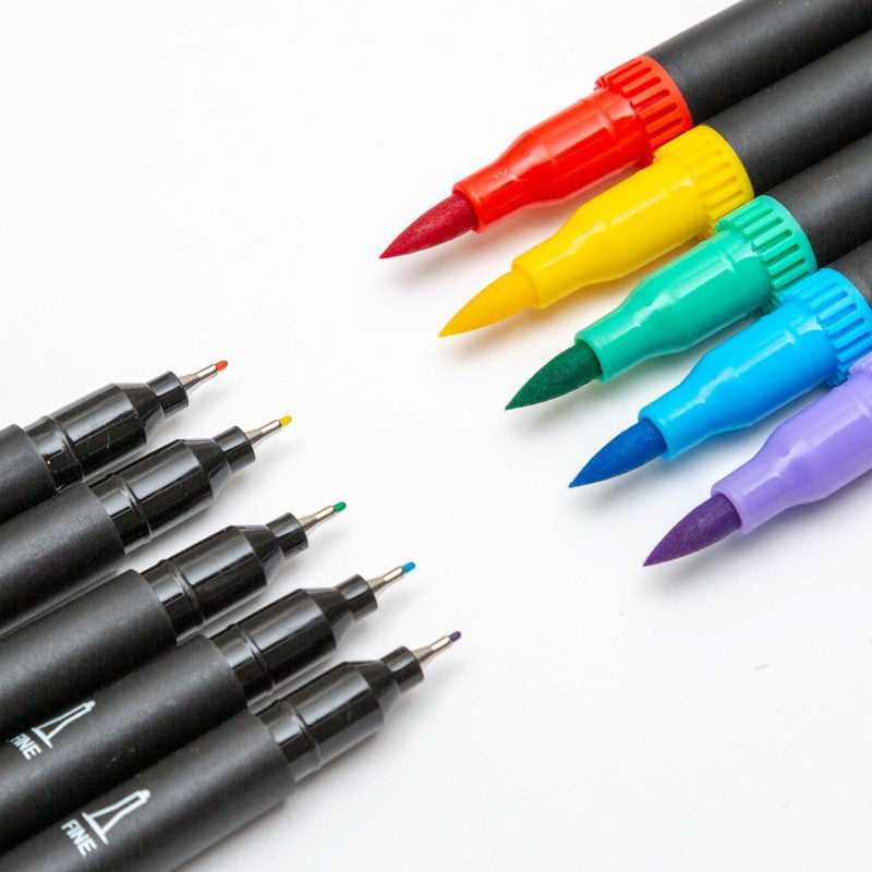 Set 80 Carioci, pe Baza de Apa, 2 Tipuri de Varf, 1-2 mm, 0.4 mm, Corp Carioca Negru, din Plastic, Multicolor