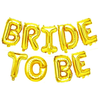 Set Baloane din Folie Metalizata, Model Bride to Be, Litere de 40 cm, Baloane Party, Ambalaj Individual, Pai Inclus, Umflare cu Aer sau Heliu, Auriu