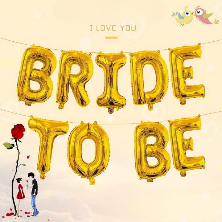 Set Baloane din Folie Metalizata, Model Bride to Be, Litere de 40 cm, Baloane Party, Ambalaj Individual, Pai Inclus, Umflare cu Aer sau Heliu, Auriu