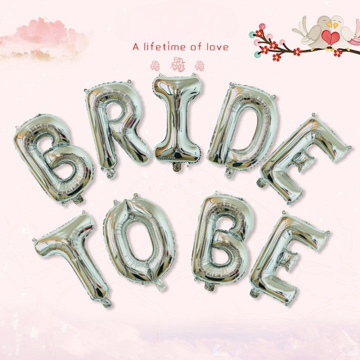 Set Baloane din Folie Metalizata, Model Bride to Be, Litere de 40 cm, Baloane Party, Ambalaj Individual, Pai Inclus, Umflare cu Aer sau Heliu, Argintiu