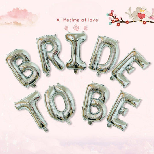 Set Baloane din Folie Metalizata, Model Bride to Be, Litere de 40 cm, Baloane Party, Ambalaj Individual, Pai Inclus, Umflare cu Aer sau Heliu, Argintiu