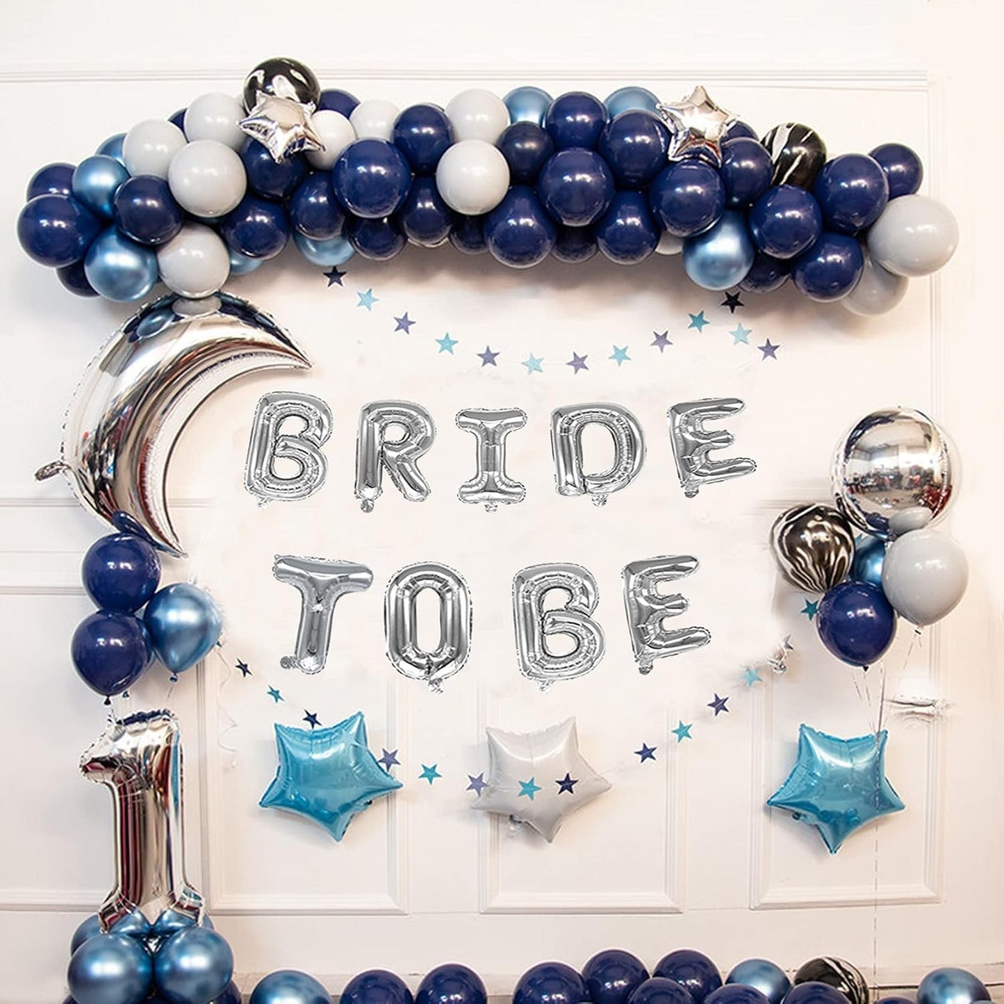 Set Baloane din Folie Metalizata, Model Bride to Be, Litere de 40 cm, Baloane Party, Ambalaj Individual, Pai Inclus, Umflare cu Aer sau Heliu, Argintiu