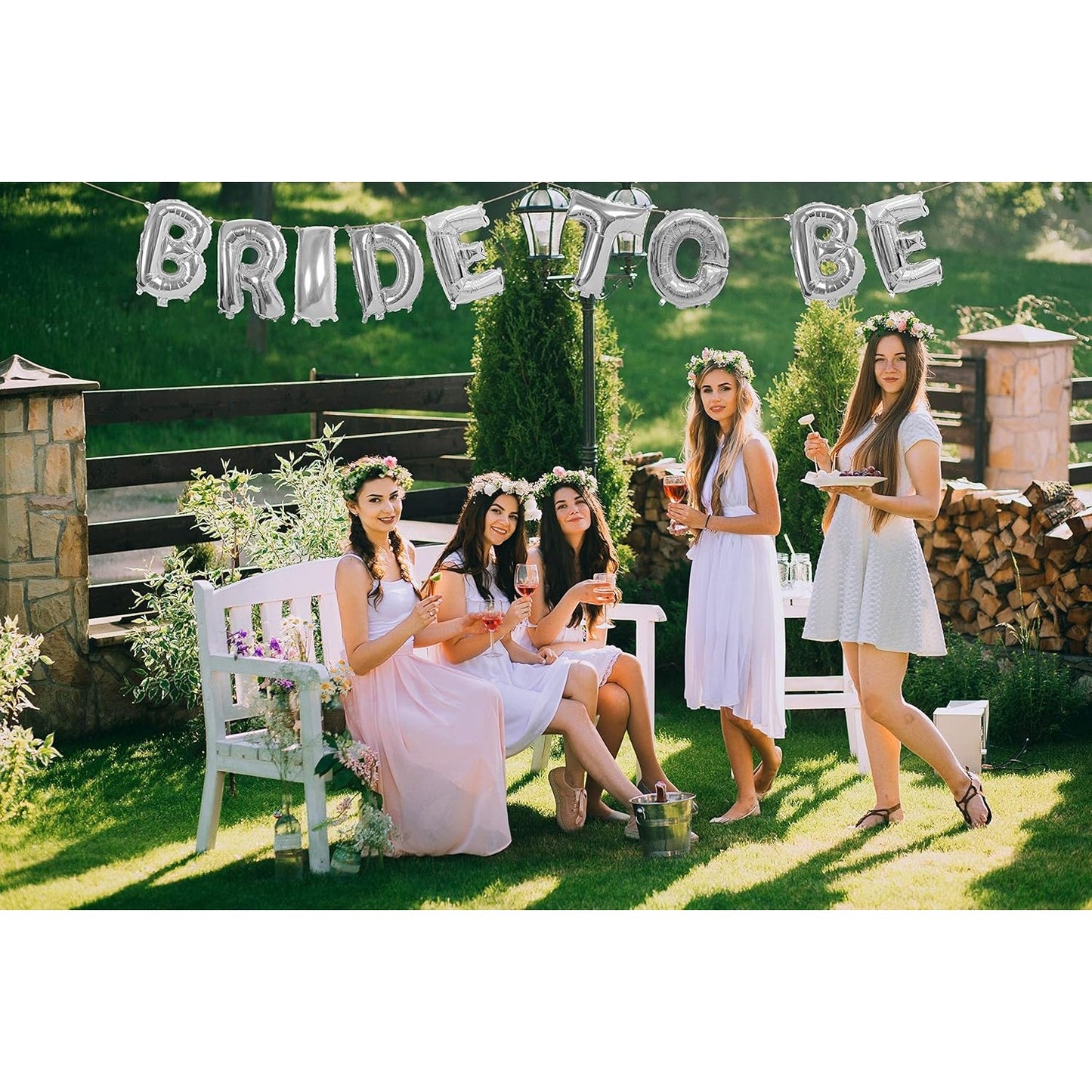 Set Baloane din Folie Metalizata, Model Bride to Be, Litere de 40 cm, Baloane Party, Ambalaj Individual, Pai Inclus, Umflare cu Aer sau Heliu, Argintiu