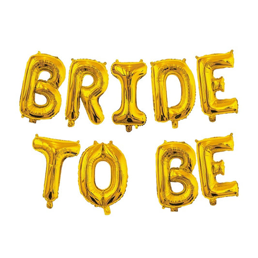 Set Baloane din Folie Metalizata, Model Bride to Be, Litere de 40 cm, Baloane Party, Ambalaj Individual, Pai Inclus, Umflare cu Aer sau Heliu, Auriu