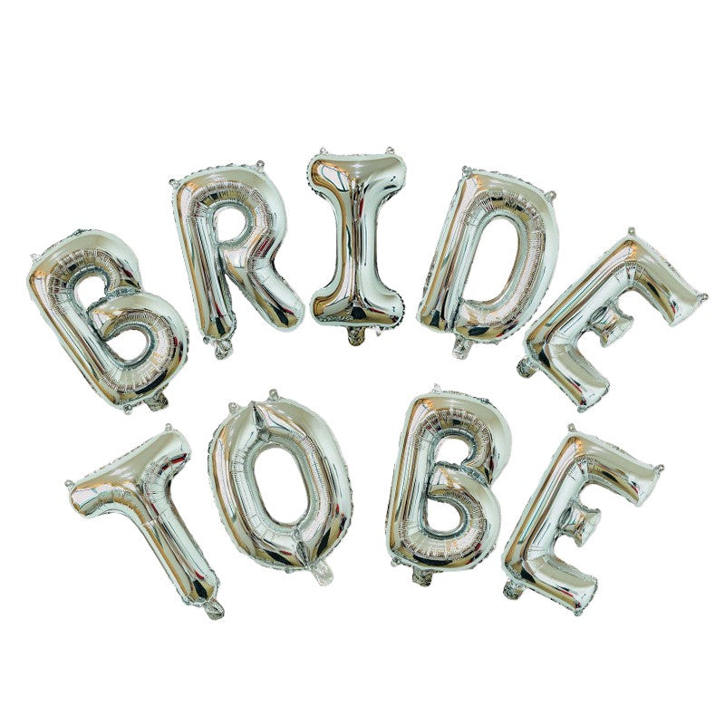 Set Baloane din Folie Metalizata, Model Bride to Be, Litere de 40 cm, Baloane Party, Ambalaj Individual, Pai Inclus, Umflare cu Aer sau Heliu, Argintiu