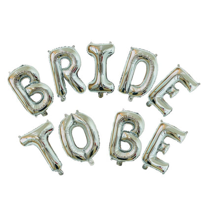 Set Baloane din Folie Metalizata, Model Bride to Be, Litere de 40 cm, Baloane Party, Ambalaj Individual, Pai Inclus, Umflare cu Aer sau Heliu, Argintiu