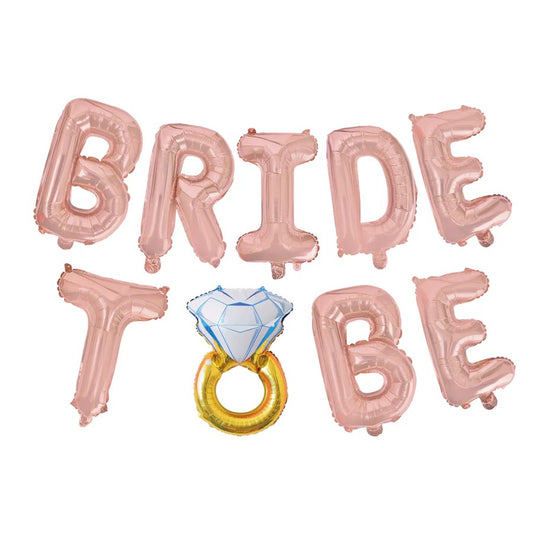 Set Baloane din Folie Metalizată, Model Bride To Be, Litere de 40 cm, Baloane Party, Ambalaj Individual, Pai Inclus, Umflare cu Aer sau Heliu, Roz