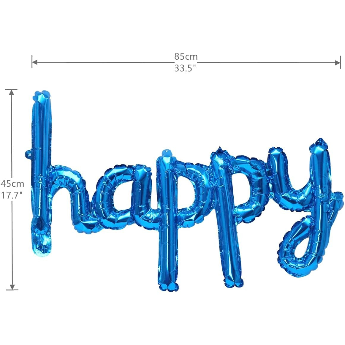 Set Baloane din Folie Metalizata, Model Happy Birthday, 45x85 cm, 45x124cm, Baloane Party, Ambalaj Individual, Pai Inclus, Umflare cu Aer sau Heliu, Albastru