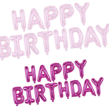 Set Baloane din Folie Metalizata, Model Happy Birthday, Litere de 40 cm, Baloane Party, Ambalaj Individual, Pai, Ata si Adeziv Incluse, Umflare cu Aer sau Heliu, Mov