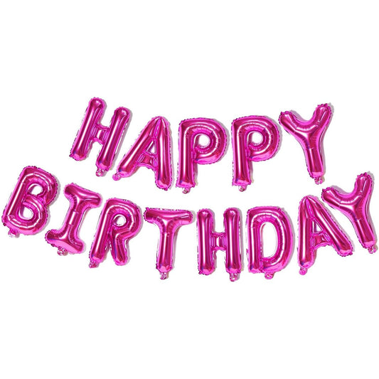 Set Baloane din Folie Metalizata, Model Happy Birthday, Litere de 40 cm, Baloane Party, Ambalaj Individual, Pai, Ata si Adeziv Incluse, Umflare cu Aer sau Heliu, Mov