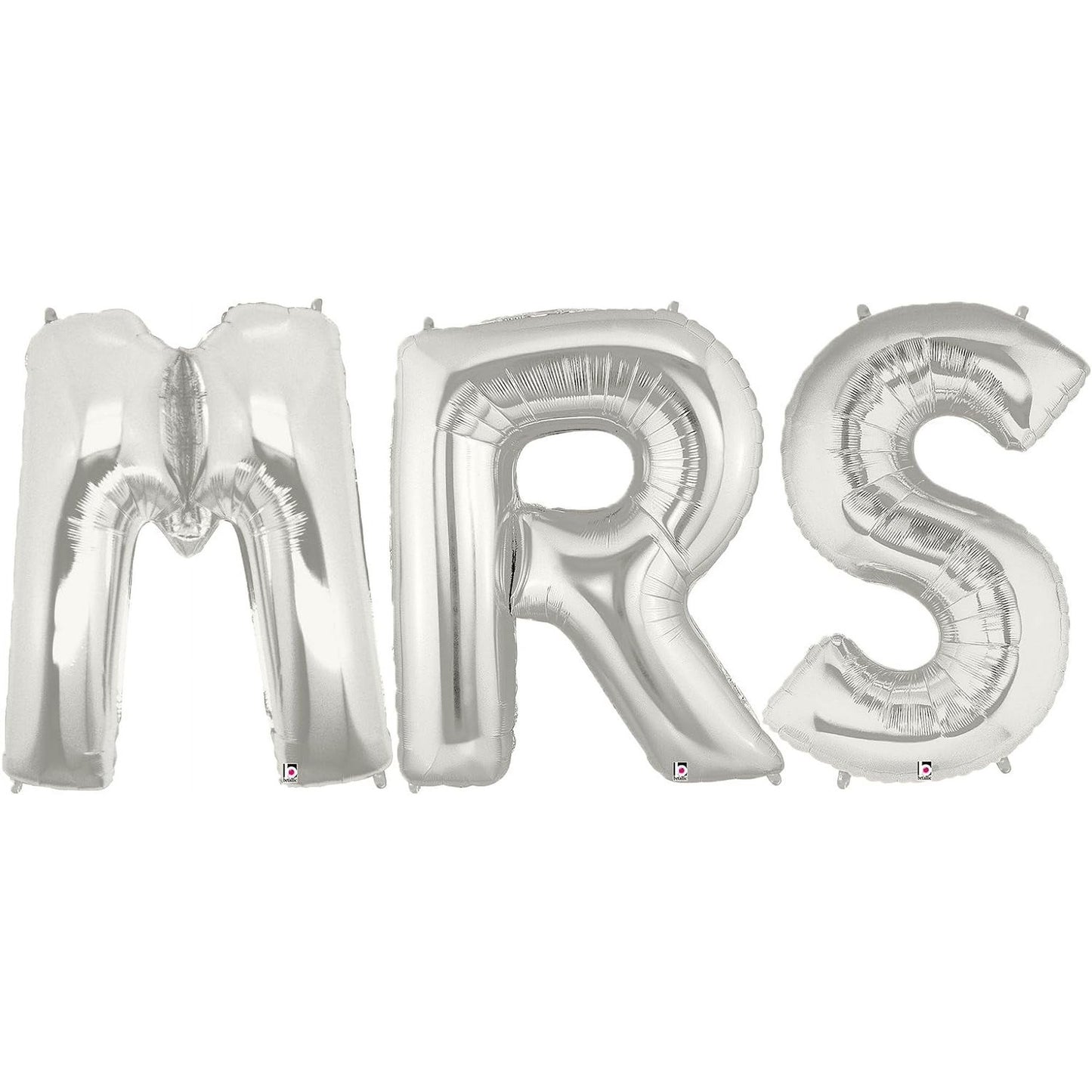 Set Baloane din Folie Metalizata, Figurine Litere, Model MR&MRS, Tema Nunta, 40 cm, Baloane Party, Ambalaj Individual, Pai inclus, Umflare cu Aer sau Heliu, Argintiu