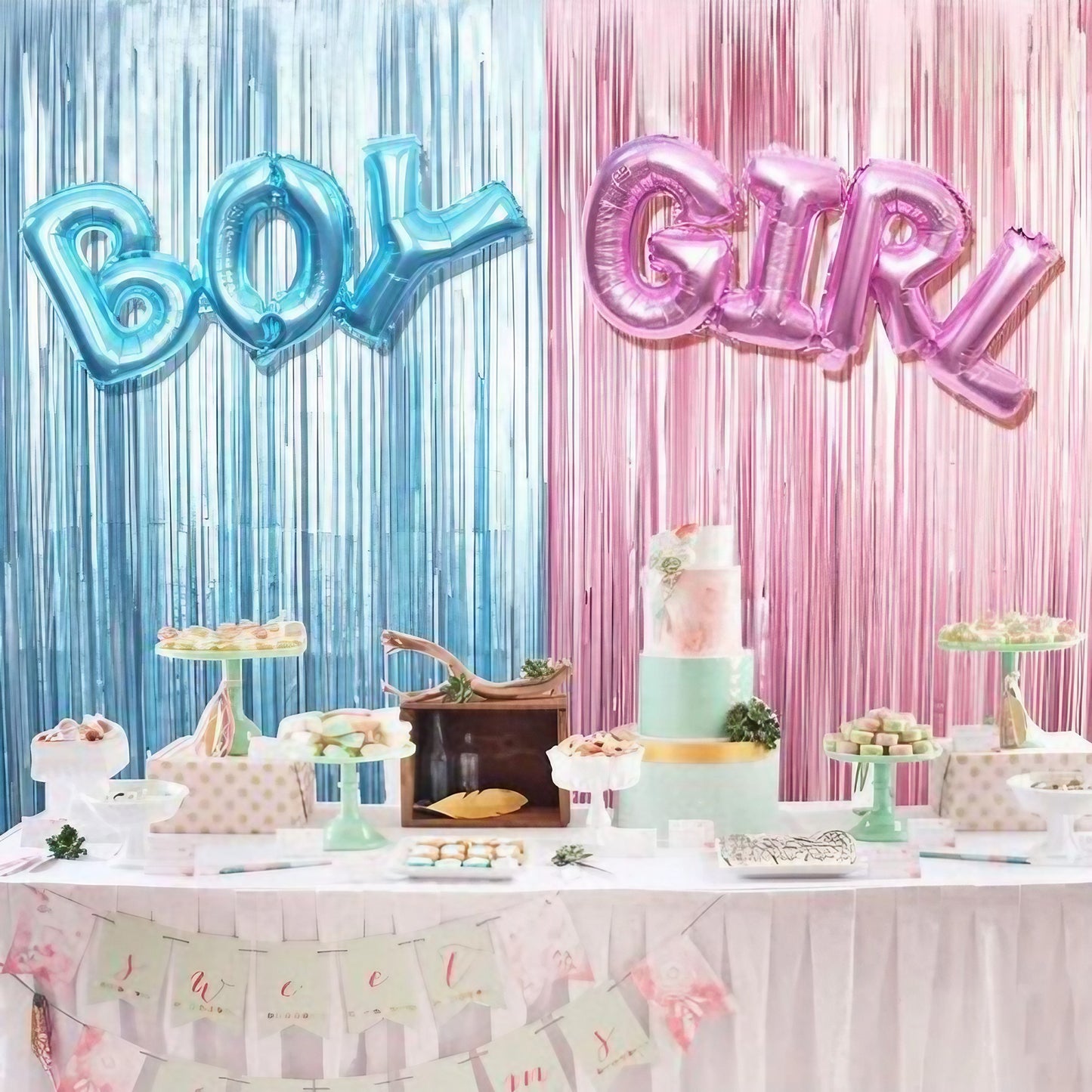 Set Baloane din Folie Metalizată, Model Scris Boy, 38x95 cm, Tematica Baby Shower, Baloane Party, Ambalaj Individual, Pai Inclus, Umflare cu Aer sau Heliu, Albastru