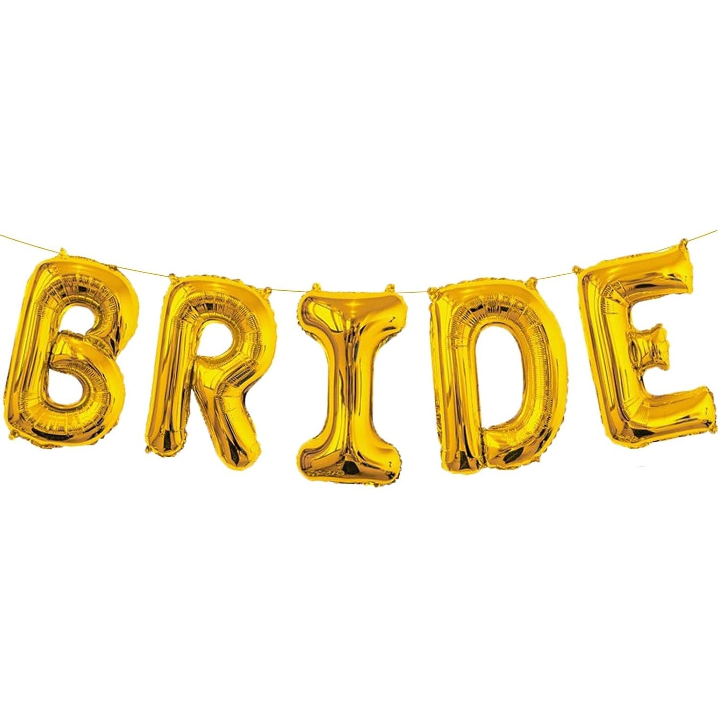 Set Baloane din Folie Metalizata, Model Scris Bride, Litere de 100 cm, Tema Iubire, Baloane Party, Ambalaj Individual, Pai Inclus, Umflare cu Aer sau Heliu, Auriu