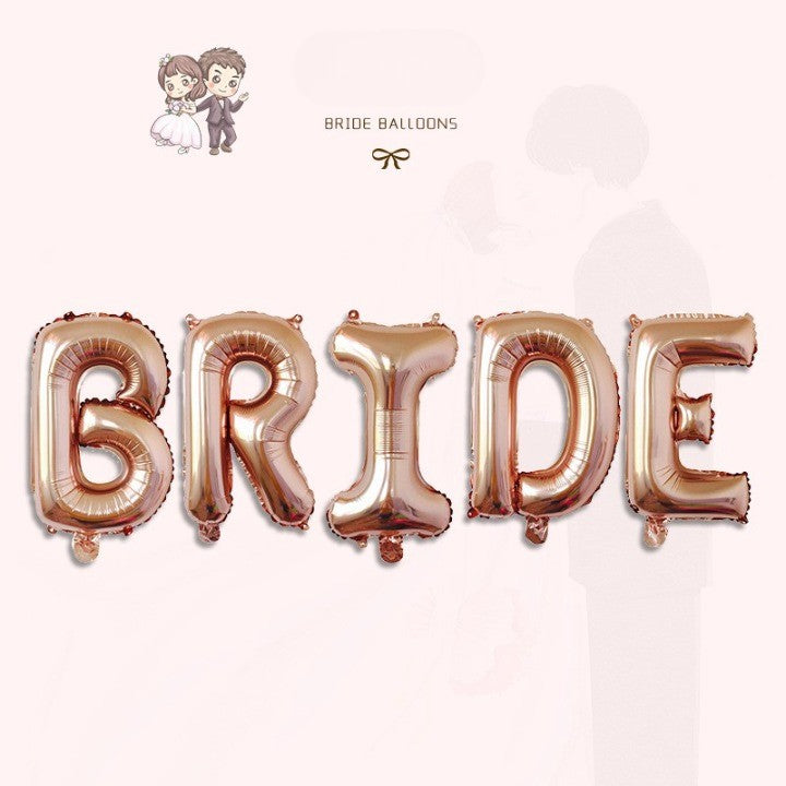 Set Baloane din Folie Metalizata, Model Scris Bride, Litere de 100 cm, Tema Iubire, Baloane Party, Ambalaj Individual, Pai Inclus, Umflare cu Aer sau Heliu, Roz