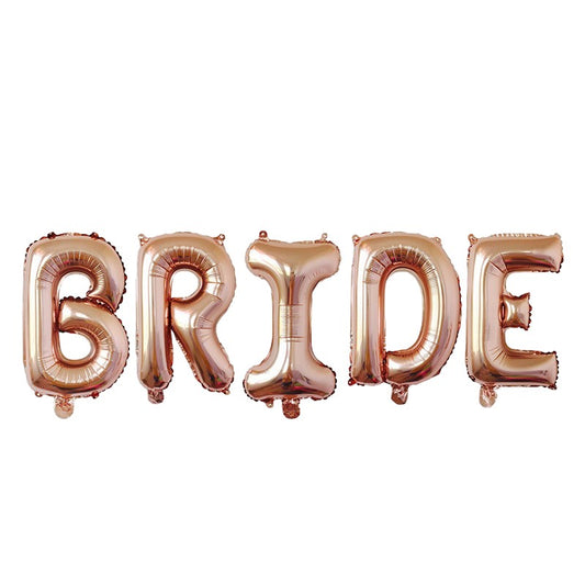 Set Baloane din Folie Metalizata, Model Scris Bride, Litere de 100 cm, Tema Iubire, Baloane Party, Ambalaj Individual, Pai Inclus, Umflare cu Aer sau Heliu, Roz