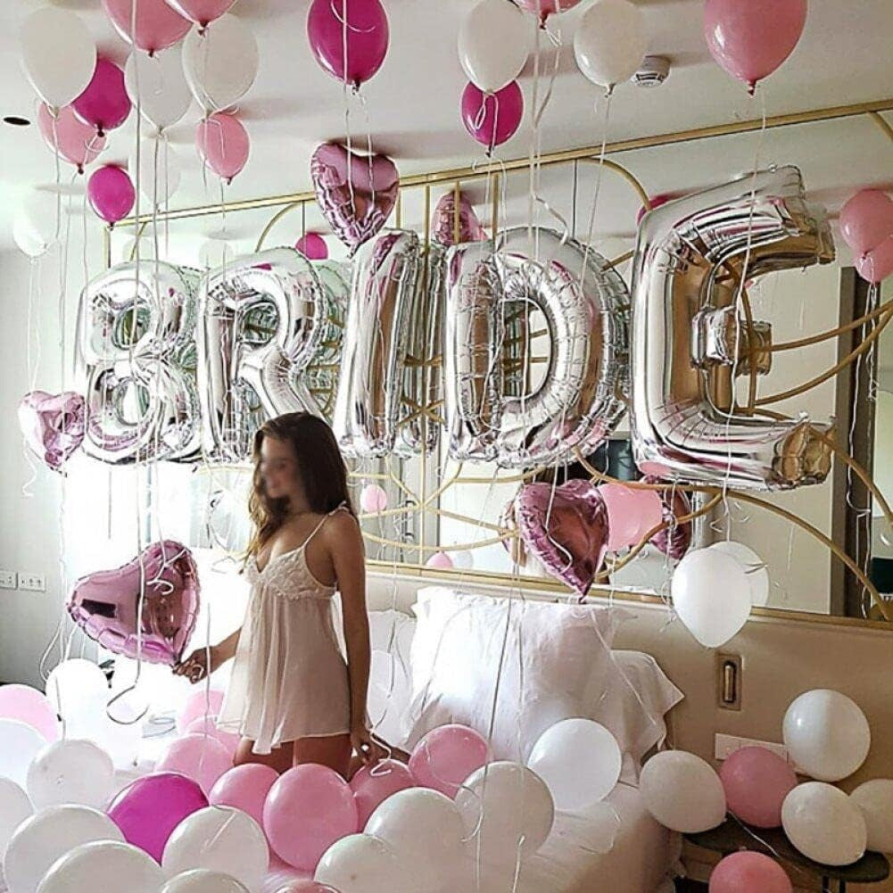 Set Baloane din Folie Metalizata, Model Scris Bride, Litere de 40 cm, Tema Iubire, Baloane Party, Ambalaj Individual, Pai Inclus, Umflare cu Aer sau Heliu, Argintiu