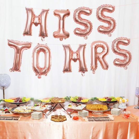 Set Baloane din Folie Metalizata, Model Scris Miss to Mrs, Litere de 40 cm, Tema Iubire, Baloane Party, Ambalaj Individual, Pai Inclus, Umflare cu Aer sau Heliu, Roz