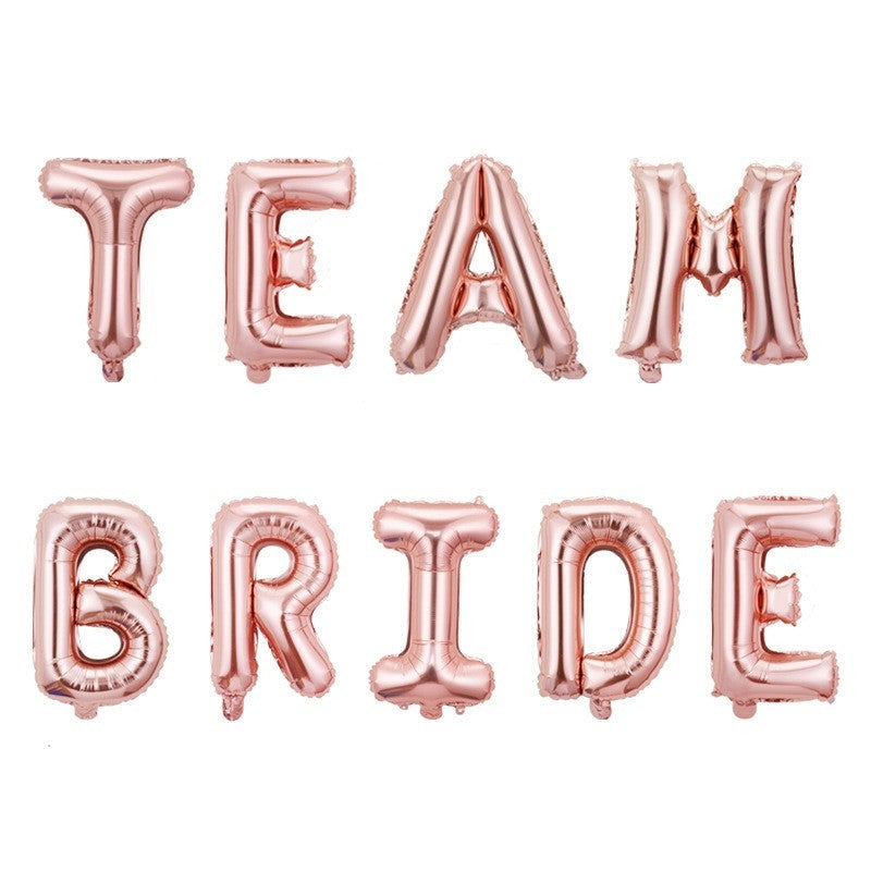Set Baloane din Folie Metalizata, Model Team Bride, Litere de 40 cm, Tema Iubire, Baloane Party, Ambalaj Individual, Pai Inclus, Umflare cu Aer sau Heliu, Roz