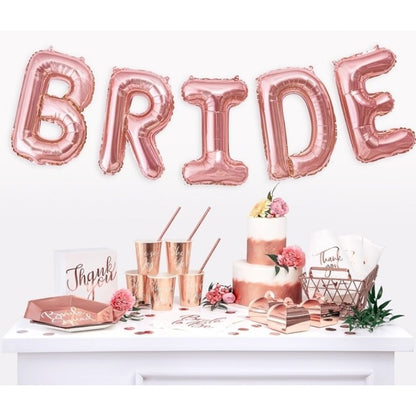 Set Baloane din Folie Metalizata, Model Team Bride, Litere de 40 cm, Tema Iubire, Baloane Party, Ambalaj Individual, Pai Inclus, Umflare cu Aer sau Heliu, Roz