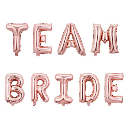 Set Baloane din Folie Metalizata, Model Team Bride, Litere de 40 cm, Tema Iubire, Baloane Party, Ambalaj Individual, Pai Inclus, Umflare cu Aer sau Heliu, Roz