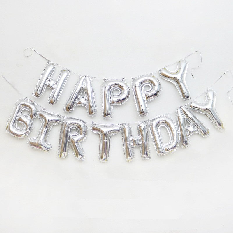 Set baloane folie, Happy Birthday, 40 cm, argintiu