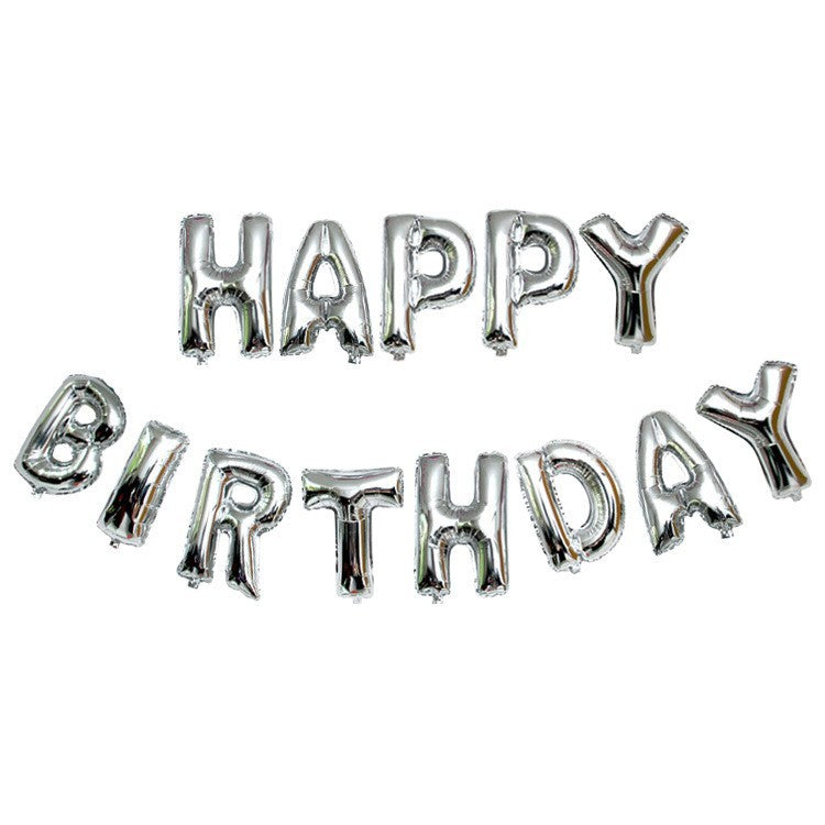 Set baloane folie, Happy Birthday, 40 cm, argintiu