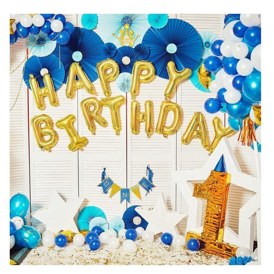 Set baloane folie, Happy Birthday, 40 cm, auriu