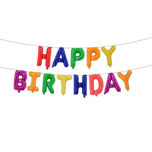 Set 13 Baloane Folie, Tip Ghirlanda, Model Happy Birthday, 40 cm, Multicolor