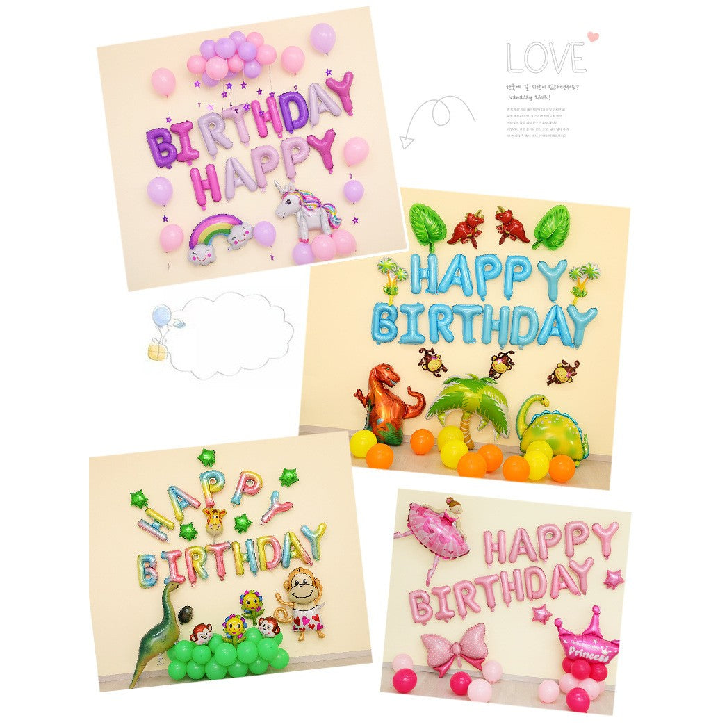 Set 13 Baloane Folie, Tip Ghirlanda, Model Happy Birthday, 40 cm, Roz Deschis
