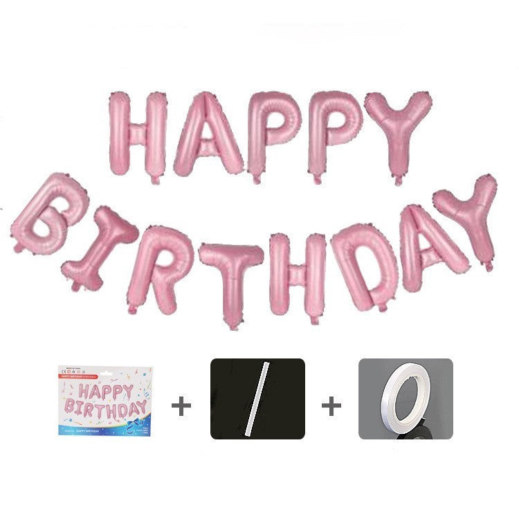 Set baloane folie, Happy Birthday, 40 cm, roz deschis
