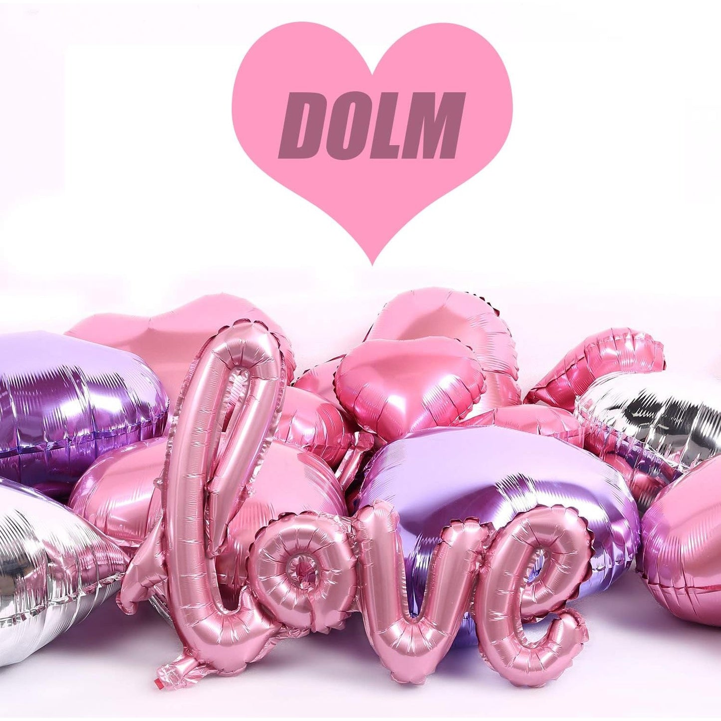 Balon din Folie Metalizata, Model Love scris de mana, 102x65 cm, Tematica Ziua Îndrăgostiților, Ambalaj Individual, Pai Inclus, Umflare cu Aer sau Heliu, Roz