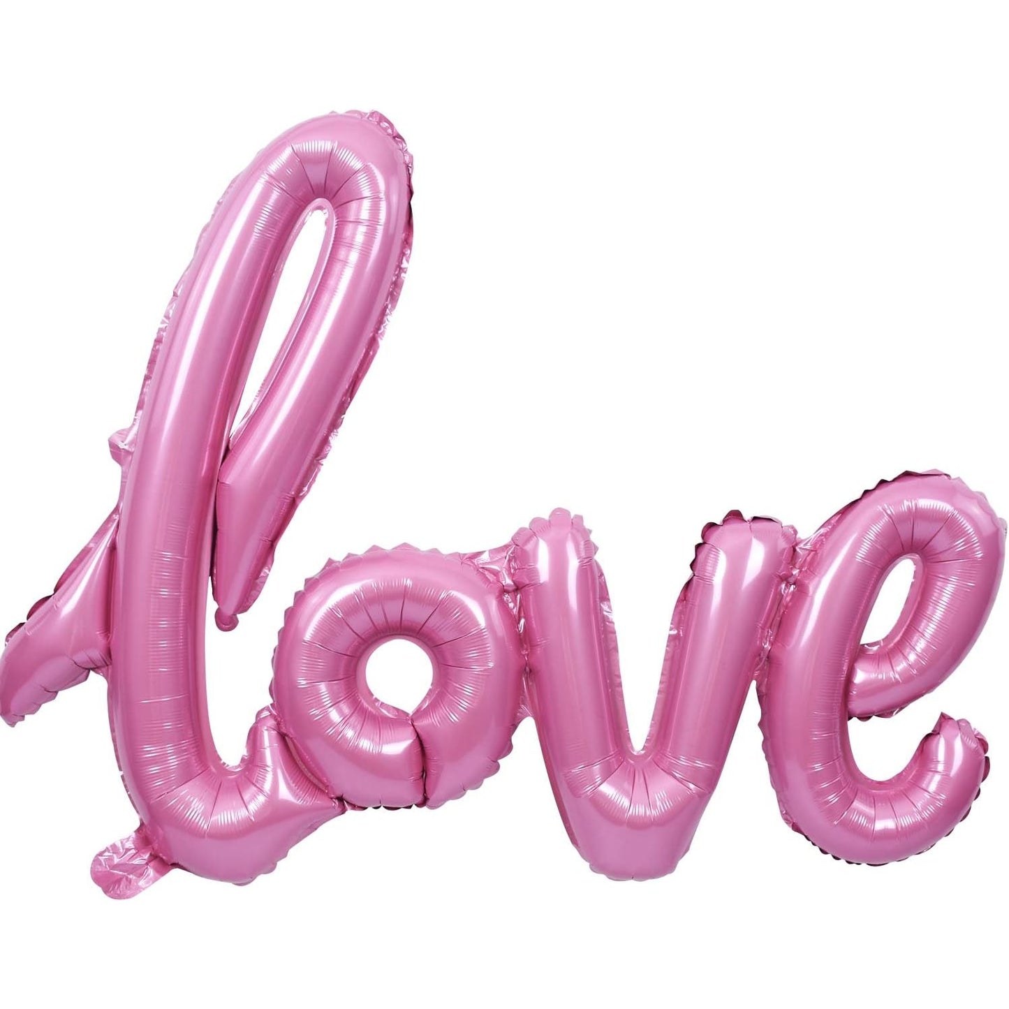 Balon din Folie Metalizata, Model Love scris de mana, 102x65 cm, Tematica Ziua Îndrăgostiților, Ambalaj Individual, Pai Inclus, Umflare cu Aer sau Heliu, Roz