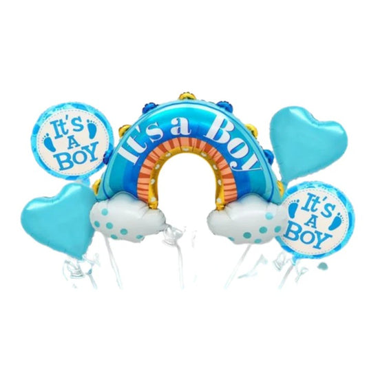 Baloane decorative tematica BABY SHOWER, ITS A BOY, pentru gender reveal, botez, set din 5 bucati, 66 x 91 cm, Albastru