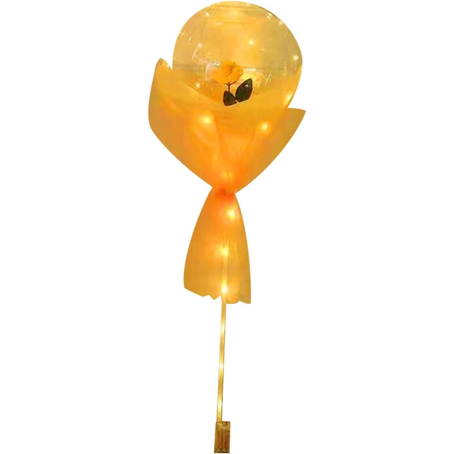 Set Buchet Decorativ, Trandafir in Balon cu Lumini Led, Diametru 35 cm, 2 x Baterii AA (neincluse), Sampanie