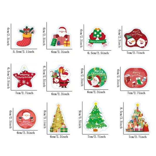 Set Decoratiuni de Craciun pentru Brad, Modele Variate, Sfoara Inclusa, 12 Piese, 6 x 7 cm, Model B, Multicolor