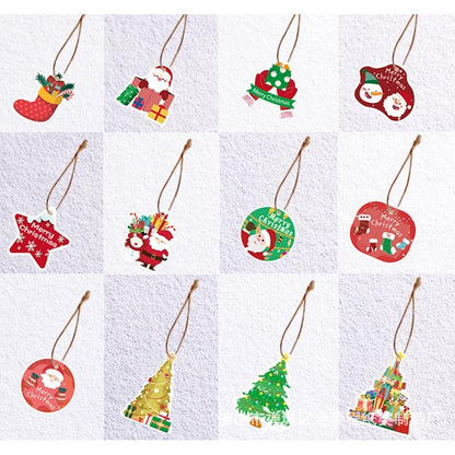 Set Decoratiuni de Craciun pentru Brad, Modele Variate, Sfoara Inclusa, 12 Piese, 6 x 7 cm, Model B, Multicolor