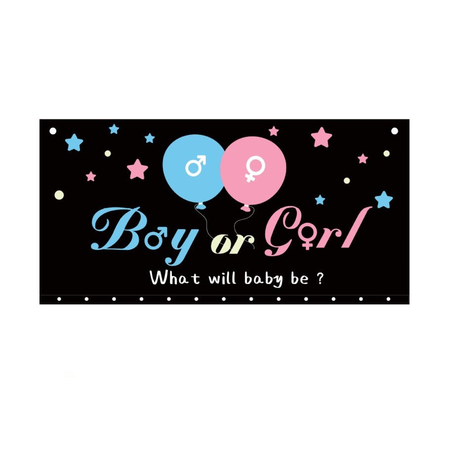 Set Gender Reveal, Balloon Drop Bag, din Plastic si Latex, 24 Baloane Roz si Albastru 13 cm, Sac pentru Baloane 60 x 120 cm, Multicolor