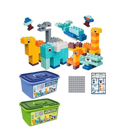 Set piese de constructii pentru copii, Animal series, 134 piese, Multicolor