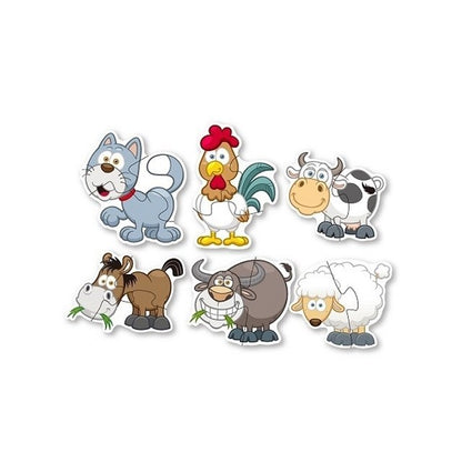 Set puzzle 6 animale, animalele de la ferma